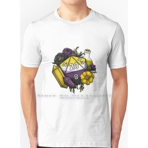 Pride Nonbinary D20 Tabletop Rpg Gaming Dice T Shirt 100% Pure Cotton D20 D D Dnd And Tabletop Gaming Dice Feminine Games Nerd