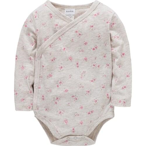 Kavkas Reborn Baby Girl 100% Cotton Infant Body Long Sleeve Cartoon Little Safflower Printing Monks Clothes ملابس