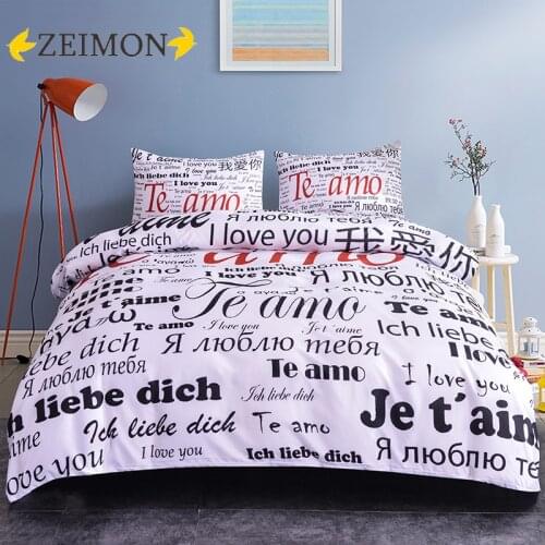 ZEIMON 100 Language I Love You Bedding Set Bedroom Decor Polyester Textiles 2/3pcs Include Bed Sheet/Duvet Cover/Pillowcase