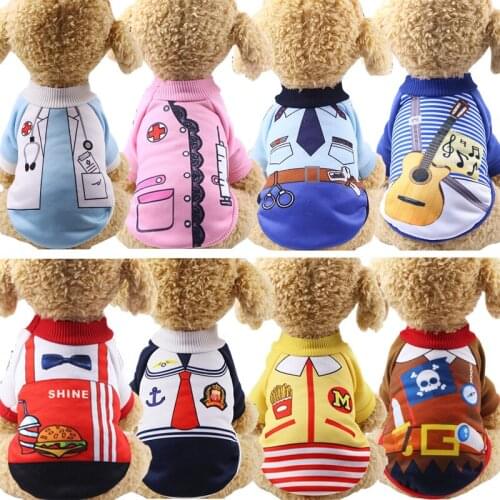 Halloween Dog Costumes Winter Warm Clothes For Small Dogs Funny Printed Puppy Pet Cat Coat Jacket Chihuahua Pug Clothing Outfits