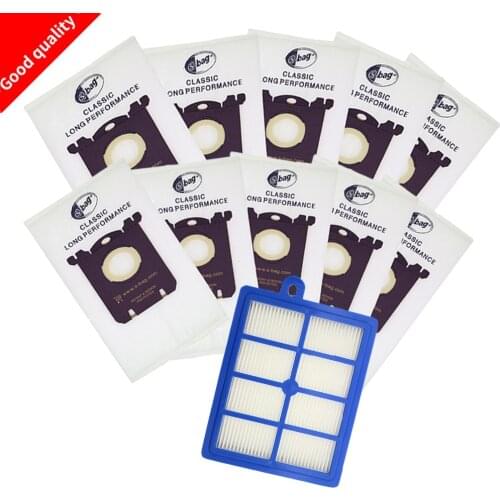 BPfire 10pcs Vacuum Cleaner Dust Bags s-bag + 1pc H12 Hepa filter fit for Philips Electrolux Cleaner FC9080 FC9104 FC9116 FC9057
