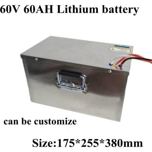 Metal Case 62.9v 60v 60Ah Lithium Battery Li-ion High Power BMS 50A for RV EV Motor Elecrtric Bike 3000w + 10A Charger