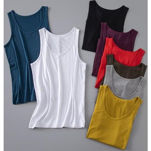 Mens Vests Summer Modal Sleeveless undershirts top Inner Slim Simple Sports Fitness Basic tank top Solid Color plus size 3XL