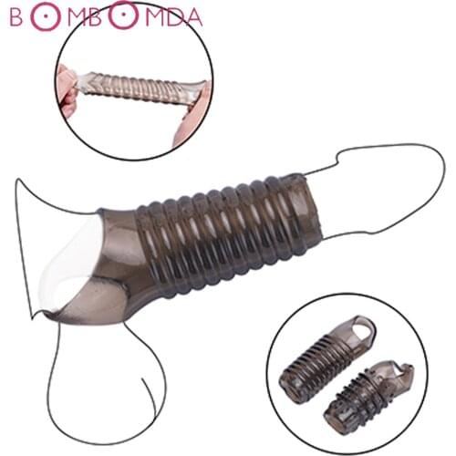 Penis Sleeve Extender Penis Ring Dildo Enlargement Reusable Man Condom Spike Dotted Condom Delay Ejaculation Adult Sex Toy