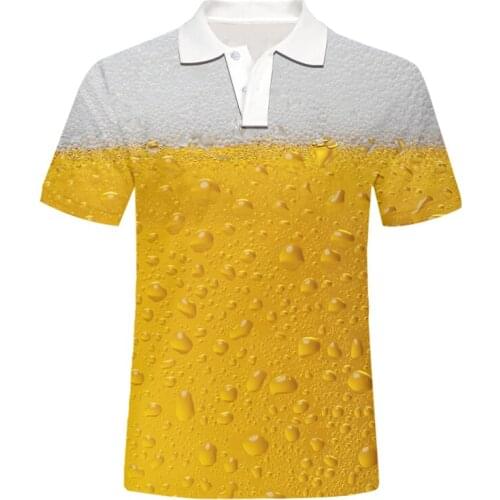 OGKB Summer Tops Unisex Hip Hop Fitness Casual Polo T Shirts Its Beer Time Print Fresh Beer 3D Men Shirt Plus Size 6XL Polo Men