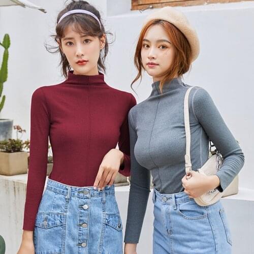 Autumn Winter Sweater Women Turtleneck Bottoming Shirt Korean Elasticity knitting tops Casual PulloverS Fashion Ladies 2021