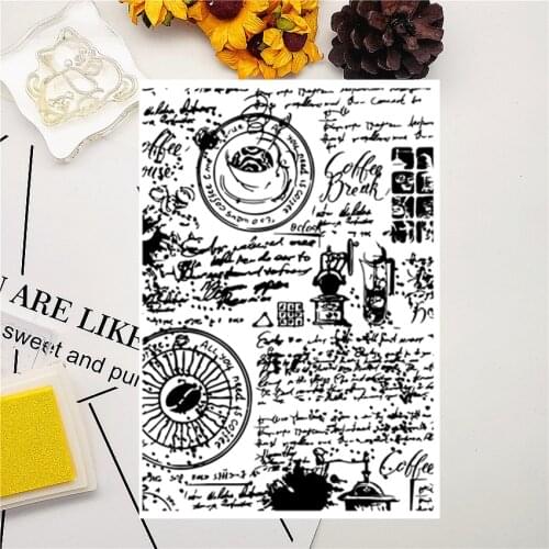 11*16CMCoffee Machine Text Transparent Clear Stamps / Silicone Seals Roller Stamp For DIY Scrapbooking Photo Album/Card Making