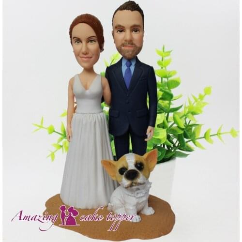 2019 AMAZING CAKE TOPPER Toys Cute pet dog accompanying newlyweds And Groom Gifts Ideas Customized Figurine Valentines Day