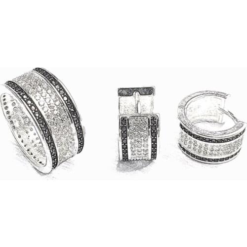 Creoles Hinged Hoop Earrings & Paved Rings Thomas Style Creolen Earrings 925 Sterling Silver Ring Ts Jewelry Sets Gift For Women