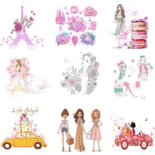 Iron-on Transfers for Clothing Patches for Clothes Stickers Diy Fashion Lady Patch Flex Fusible Transfer Vinyl Adhesive Stripe C