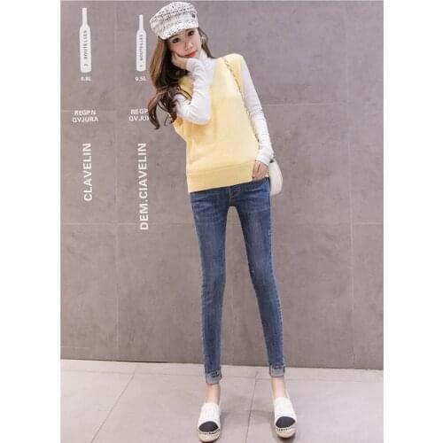 2020 Spring Autumn New Pregnant Womens Denim Feet Pants Outer Wear Trousers Embroidered Curling Casual Comfortable Jeans