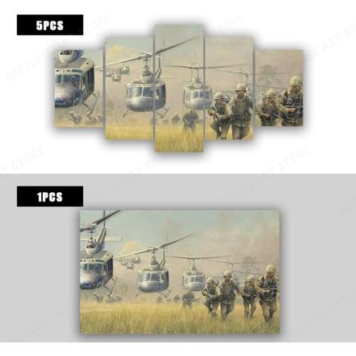 War soldiers landing Bell Vietnam cavalry helicopters UH 1 living room decoration home art decor wood frame fabric poster