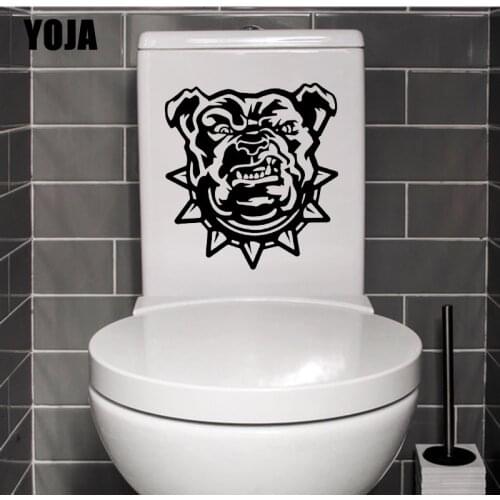 YOJA 21X22.7CM Intereting Wall Stickers Decal Dog Bulldog Pet Animal Toilet Decal Home Decor T5-1623