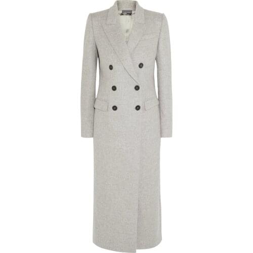 Double-breasted straight OL cashmere coat women Autumn winter new fashion turn down collar wool blends