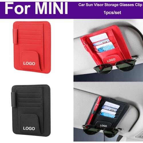 1PCS Multifunction Car Sun Visor Eyeglasses Clip Pen Card Storage for R50 R52 R55 R56 R57 R58 R59 R60 R61 F55 F56 Auto Styling
