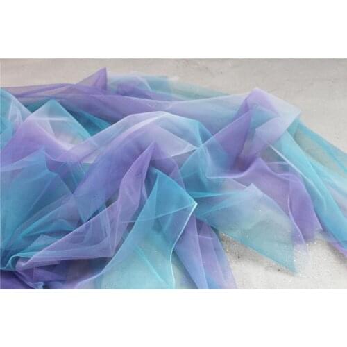 1 yard Tie-dyed style tulle fabric with Gradient colors, blue and purple mesh lace fabric, gauze net fabric