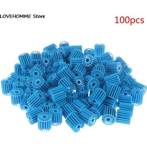100pcs 15*16mm Bio Balls Aquarium Fish Tank Pond Filter Biological Filtration Media Blue PVC Filter Media