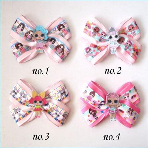 20 BLESSING Girl 4.5" Two Tone Angel Hair Bow Clip B- Joyful Doll Rainbow Baby