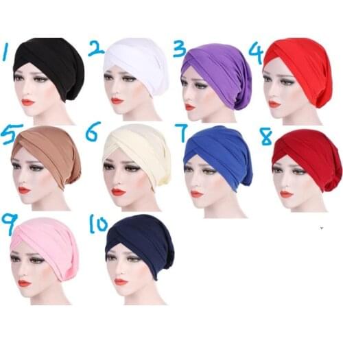 240pcs/lot candy color twist Stretchy Turban Head Wrap Band Sleep Hat Chemo Bandana Pleated Indian Turban hat