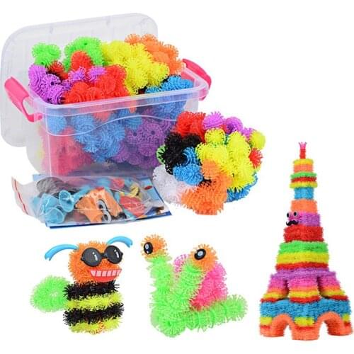 400PCS Creative Thorn Ball Puff Ball Squeezed Ball 3D Model Construction Building Blocks DIY Assembling Toys for Children Gifts