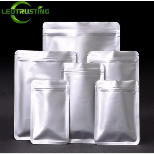 50pcs Resealable Flat Aluminum Foil Zip Lock Bag Round Corner Protect Meat Dried Fruit Hardware Tea Heat Sealing Gifts Pouches