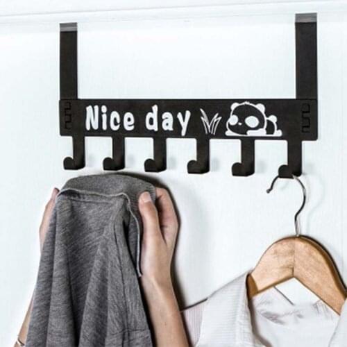 6-Hook Bathroom Organizer Hanger Titanium Steel Home Kitchen Hooks Over Door Hanging Storage Rack Holder