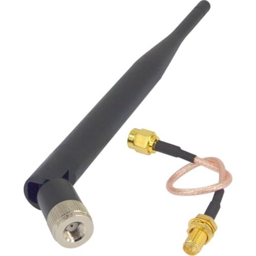 2.4 GHz 5dBi 802.11b/g WiFi Antenna Aerial RP-SMA Male +SMA male to RP SMA female Pigtail cable RG316 15cm