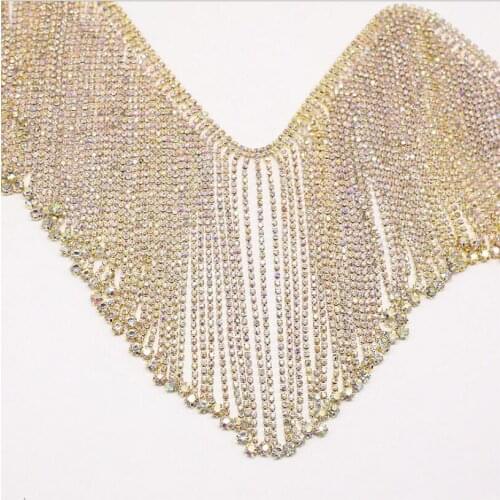 3Yards Rhinestone Fringe Trim Rhinestone Crystal Tassel Chain Trimming Glitter Beaded Fringe Sewing Crafts