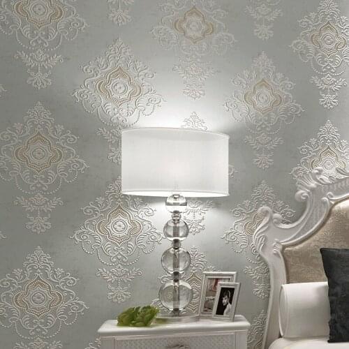 Beibehang Jane European non-woven bedroom living room wallpaper brown 3D classic classic Damascus pattern 3d wallpaper roll