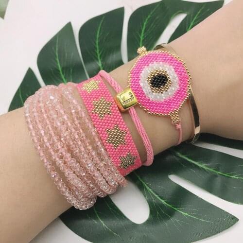 BLUESTAR Turkish Evil Eye MIYUKI Bead Bracelet For Women Star Letter Armband Crystal Tassel Pulseras Mujer Moda Jewelry