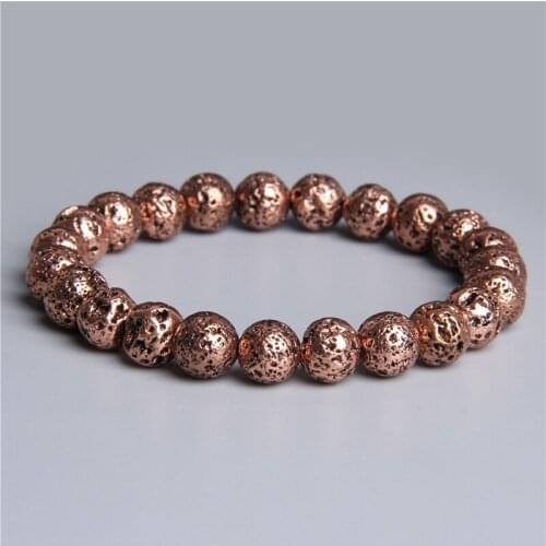 Mens women Vintage Punk Plated Natural Volcanic Stone Bead Bracelet handmade simple best friend gifts jewelry lucky bracelets