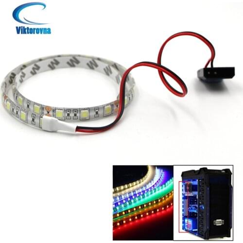 5050 SMD Flexible LED Strip Light Background PC Computer Case Adhesive Strip Light Waterproof Molex Connector tape lamp DC12V 3m