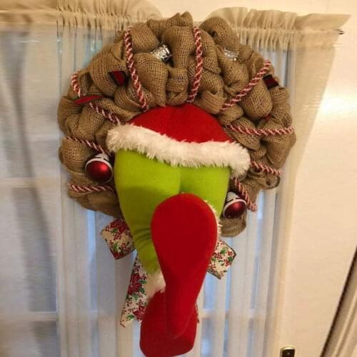 Coarse Christmas Wreath How Grinch Stole Friends' Christmas Gift Christmas Wall Decorations Home Holiday Decoration Holiday Gift