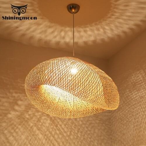 Chinese Classical Bamboo Lamp Pendant Light Indoor Lighting Modern Restaurant Hotel Rattan Lights for Living Room Hanging Lamps