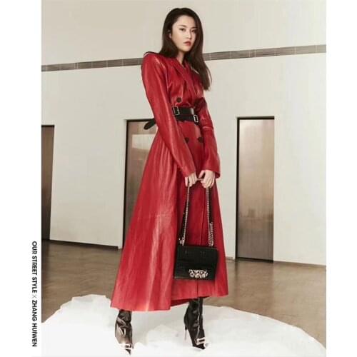 2020 Long Genuine Jacket Women 100% Sheepskin Coat Spring Autumn Windbreaker Slim Womens Leather Jackets WJ963 KJ3572