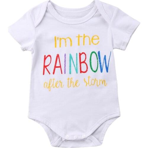 Citgeett Summer Funny Newborn Baby Boy Girl Rainbow Short Sleeves Bodysuit Outfit Sunsuit Casual Clothing Dropshipping SS