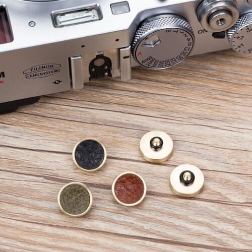 LXH Retro Leather+Brass Camera Soft Shutter Release Button For Fujifilm Fuji XT20 X100F X-T2 X100T X-T10 X20 with Rubber Ring