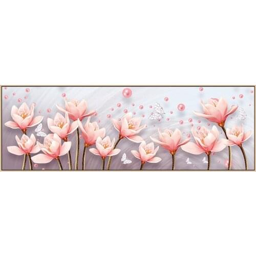 120*45cm Needlework,DIY Magnolia Flower Living Room Cross Stitch,Sets For Embroidery Kit Full Cross-Stitching Silk Thread