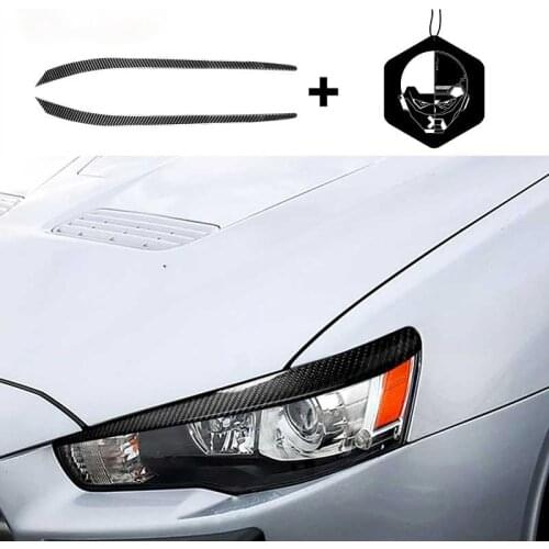 Real Carbon fiber Headlight Eyebrow Cover front Headlamp Eyelids Sticker For Mitsubishi Lancer EX Evolution Evo 10th 2008-2014