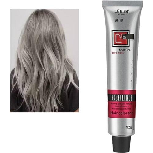 Natural Gray Hair Dye Cream Permanent Hair Color Wax Unisex Punk Style Smoky Light Grey Silver Hair Dye Colors Beauty Hair
