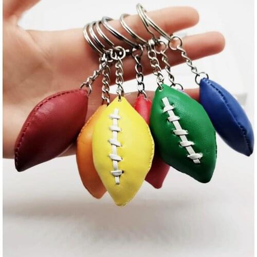 2020 New 6 Color Fashion Sports Vivid Rugby Ball Key Chain Orange Romantic Boutique Car Accessories Keyring Bag KeyRing Gifts