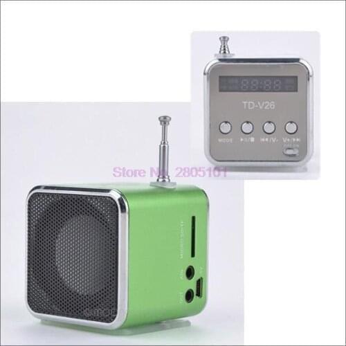 By dhl or ems 200 pieces black Aluminum alloy Portable Micro SD TF USB Mini Stereo Speaker Music Player FM Radio PC MP3