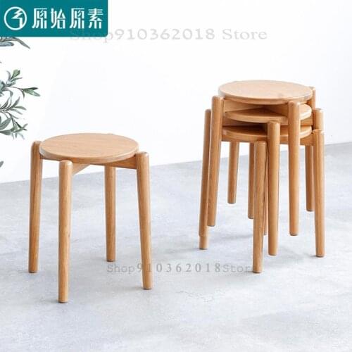 All Solid Wood Stool Modern Minimalist Oak Dining Room Furniture Household Solid Wood Makeup Stool B3135