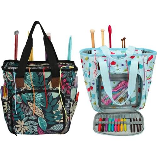 Portable Knitting Bag Wool Crochet Hooks Storage Bag Sewing Organizer Container For Threads Needles Yarn Sewing Accessories