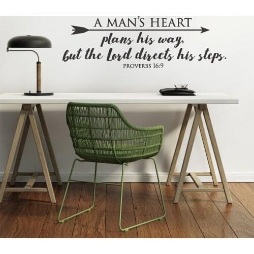 Proverbs 169 - Le Mans Heart Plan His Way Wall Decal Bible Vinyl Wall Sticker Christian Living Room Bedroom Home Decor 2SJ40