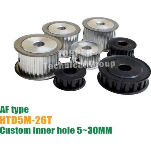 HTD5M 26T 26 Teeth Alumium Alloy Pulley AF type 11/21mm Belt width Pulley inner hole 5-28mm