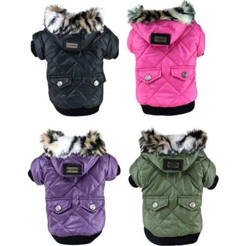 Pet Puppy Dog Warm Coat Faux Pockets Fur Trimmed Dog Hoodies Jacket Costume Autume and Winter