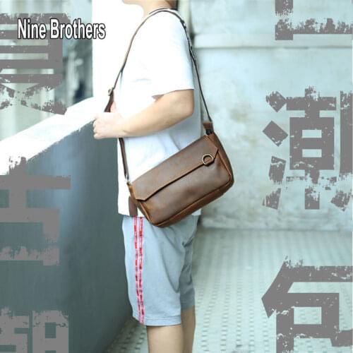 Genuine Leather Satchel Shoulder Male Luxury Bags Famous Brand Designer Bags Retro College School Boy Crossbody Ipad Bag