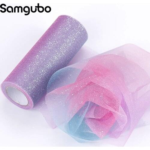 10Yards 15cm Organza Tulle Fabrics Powdering Rainbow Gradient Fabric American Mesh Roll Childrens Doll Glitter Yarn Sewing
