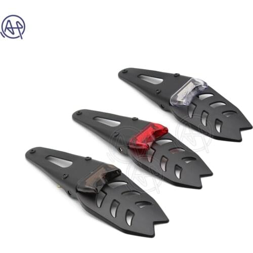 Universal for Enduro Motocross Rear Fender Black ABS License Plate Bracket Holder + Red 12V LED Taillight Brake Lamp